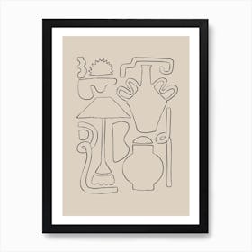 Drawing Of A Vase Line Drawing Art Print