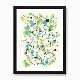 Abstract Modern Art, Splatters Painting with Oil Pastel Color Art Print