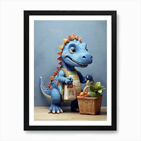 Dinosaur With A Basket Art Print