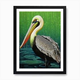 Ohara Koson Inspired Bird Painting Brown Pelican 2 Art Print