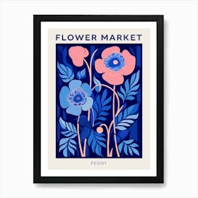 Blue Flower Market Poster Peony 3 Art Print