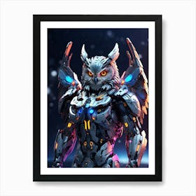 Owl In Cyborg Body #2 Art Print