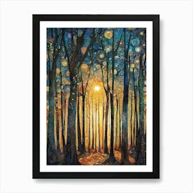 Gustav Klimt Print Sun Forest Trees Painting Klimt Exhibition Poster Painting Floral Decor Full Art Print