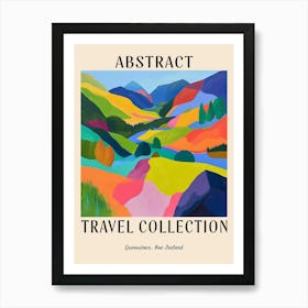 Abstract Travel Collection Poster Queenstown New Zealand 1 Art Print