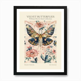 Velvet Butterflies Collection Pink Butterflies William Morris Style 4 Affiche