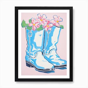 A Painting Of Cowboy Boots With Pink Flowers, Fauvist Style, Still Life 11 Art Print