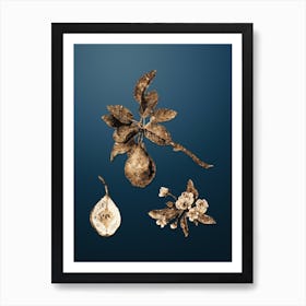 Gold Botanical Pear on Dusk Blue n.2972 Art Print