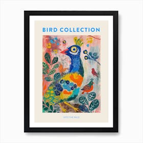 Peacock & Birds Loose Brushstroke Painting 2 Poster Art Print
