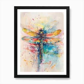 Dragonfly Colourful Watercolour 3 Art Print