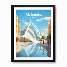 Valencia Spain Architecture Travel Illustration Art Print