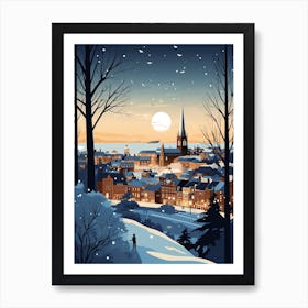 Winter Travel Night Illustration Southampton United Kingdom Art Print