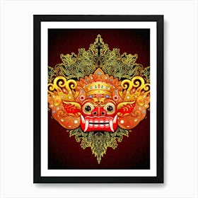 Asian Mask Vector - Barong, Balinese mask, Bali mask print Art Print