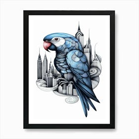 Orbit Blue Parrot In New York City Art Print