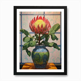 Flowers In A Vase Still Life Painting Protea 4 Art Print