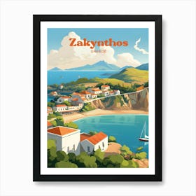 Zakynthos Greece Ocean Modern Travel Illustration Art Print