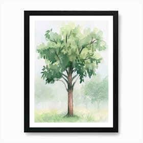 Teak Tree Atmospheric Watercolour Painting 3 Art Print