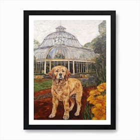 Painting Of A Dog In Royal Botanic Gardens, Kew United Kingdom In The Style Of Gustav Klimt 02 Art Print