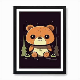 Baby Bear Minimalistic Illustration 3 Art Print