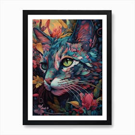 Psychedelic Cat Art Print