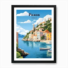 Paxos Greece Island Travel Art Illustration Art Print