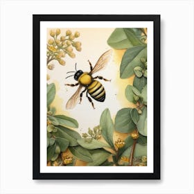 Eastern Bumble Bee Beehive Watercolour Illustration 2 Art Print