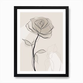 Rose Line Art Abstract 4 Art Print
