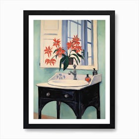 Bathroom Vanity Painting With A Bird Of Paradise Bouquet 4 Art Print