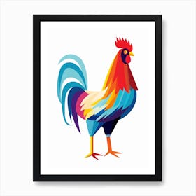 Colourful Geometric Bird Chicken 6 Art Print