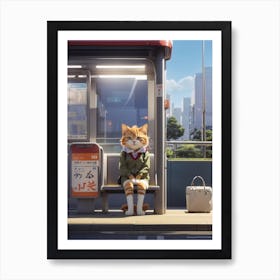 Cat Sitting On A Bus Art Print