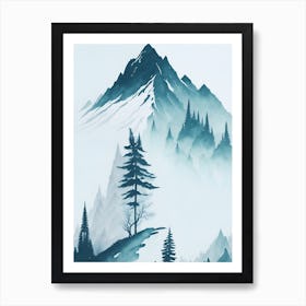 Mountain And Forest In Minimalist Watercolor Vertical Composition 356 Art Print