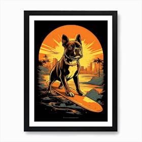 Staffordshire Bull Terrier Dog Skateboarding Illustration 2 Art Print