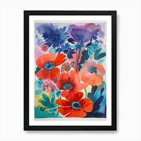 Anemone Flower Illustration 1 Art Print