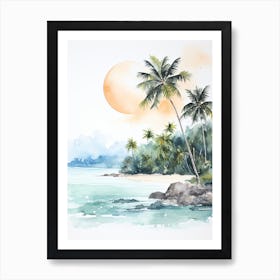 Watercolour Of Anse Lazio   Praslin Island Seychelles1 Art Print