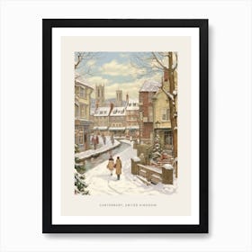 Vintage Winter Poster Canterbury United Kingdom 4 Art Print