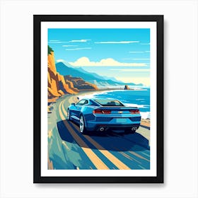 A Chevrolet Camaro In Causeway Coastal Route Illustration 3 Art Print