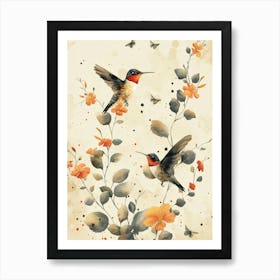 Hummingbirds flying Art Print