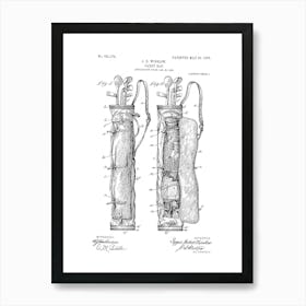 Original Patent Golf Caddy Bag Art Print