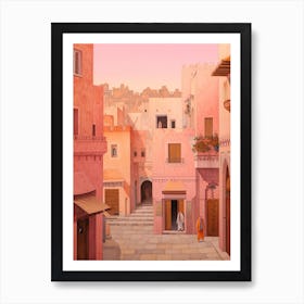 Agadir Morocco 3 Vintage Pink Travel Illustration Art Print