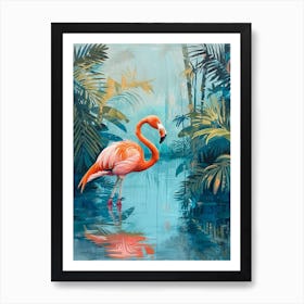 Greater Flamingo Pakistan Tropical Illustration 3 Art Print