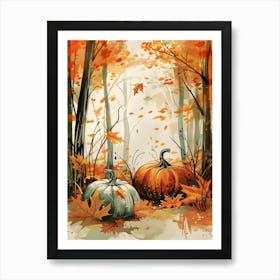 Fall Autumn Fall Leaves Pumpkin 1 Art Print