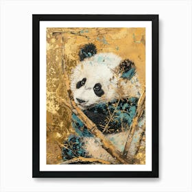 Panda Cub Gold Effect Collage 2 Art Print