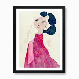 Portrait Of A Woman With With Blue Hair Art Print