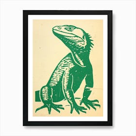 Green Iguana Bold Block 1 Art Print