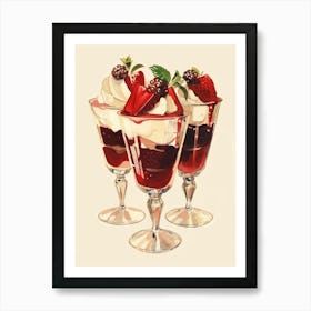 Strawberry Trifle With Jelly Vintage Cookbook Inspired 1 Art Print