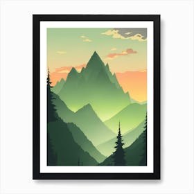 Misty Mountains Vertical Composition In Green Tone 217 Art Print