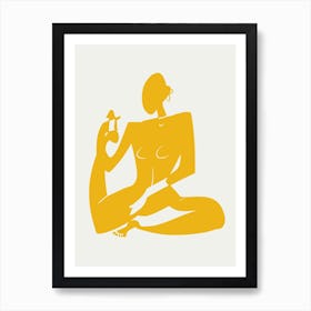Yoga Nude In Yellow Art Print