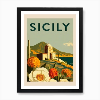 Sicily Vintage Travel Poster Art Print
