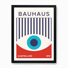 Bauhaus 1919 Exhibition Stripes Pattern, bauhaus, vintage, retro, pop, modern, contemporary, 70s, 90s, colorful, european, exhibition, museum, evil eye, geometric, abstract Art Print