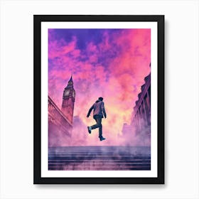 Skateboarding In London, United Kingdom Futuristic 1 Art Print