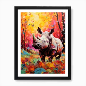 Paint Splash Dotty Rhino 4 Art Print